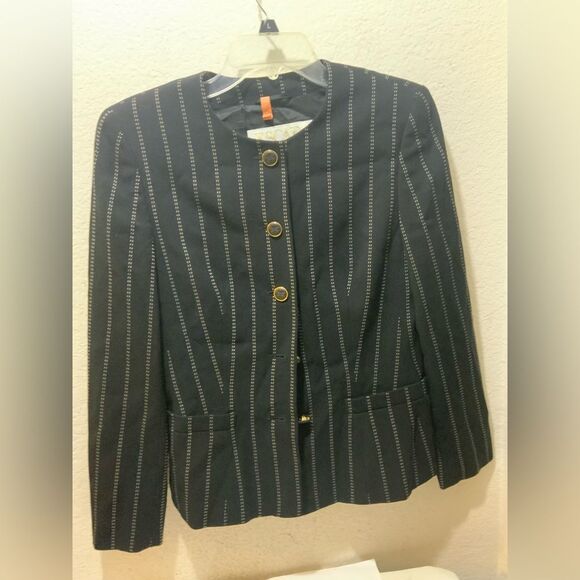 Vintage Escada Margaretha Ley Pin stripes virgin Wool Jacket blazer only 36 - Picture 2 of 11